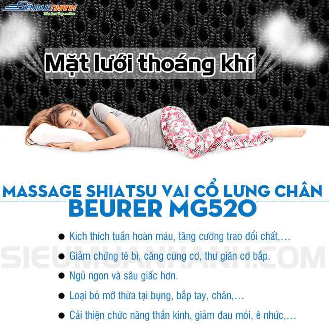 Massage Shiatsu vai cổ lưng chân Beurer MG520